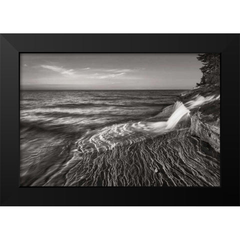 Pictured Rocks Michigan II BW Black Modern Wood Framed Art Print by Majchrowicz, Alan