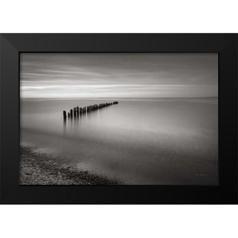 Lake Superior Old Pier V Black Modern Wood Framed Art Print by Majchrowicz, Alan