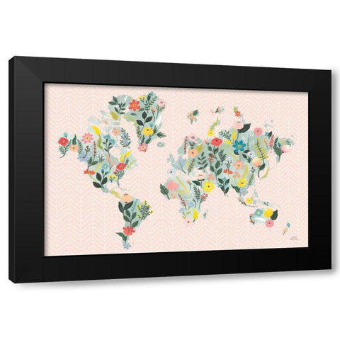 Wild Garden World Blush Black Modern Wood Framed Art Print with Double Matting by Marshall, Laura