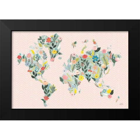 Wild Garden World Blush Black Modern Wood Framed Art Print by Marshall, Laura