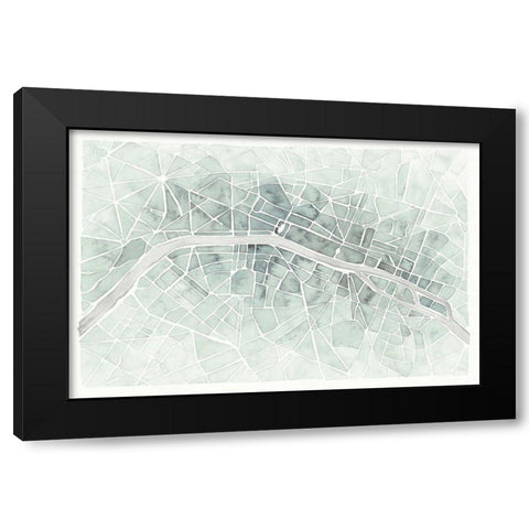 Watercolor Wanderlust Paris Mint Black Modern Wood Framed Art Print with Double Matting by Marshall, Laura