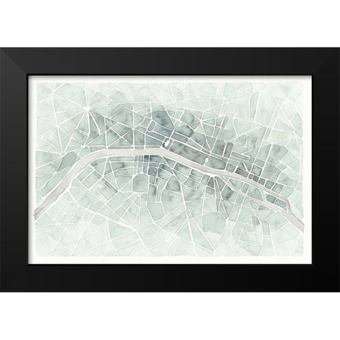 Watercolor Wanderlust Paris Mint Black Modern Wood Framed Art Print by Marshall, Laura