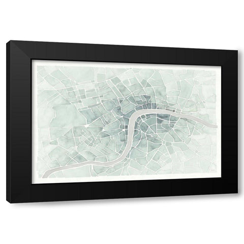 Watercolor Wanderlust London Mint Black Modern Wood Framed Art Print by Marshall, Laura