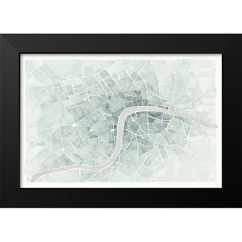 Watercolor Wanderlust London Mint Black Modern Wood Framed Art Print by Marshall, Laura