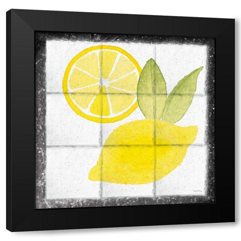 Citrus Tile VI Black Border Black Modern Wood Framed Art Print by DeNeige, Elyse