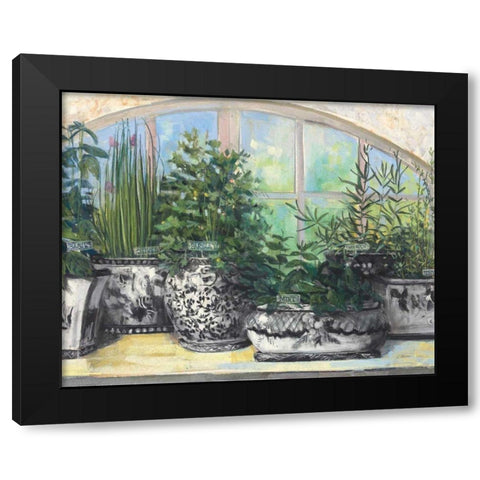 Windowsill Herbs BW Vases Crop Black Modern Wood Framed Art Print by Rowan, Carol