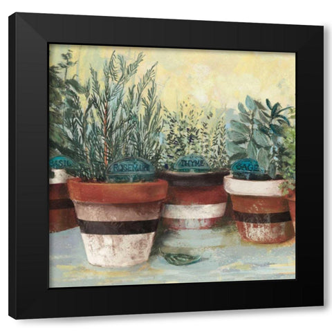 Potted Herbs II Stripes Crop Black Modern Wood Framed Art Print with Double Matting by Rowan, Carol