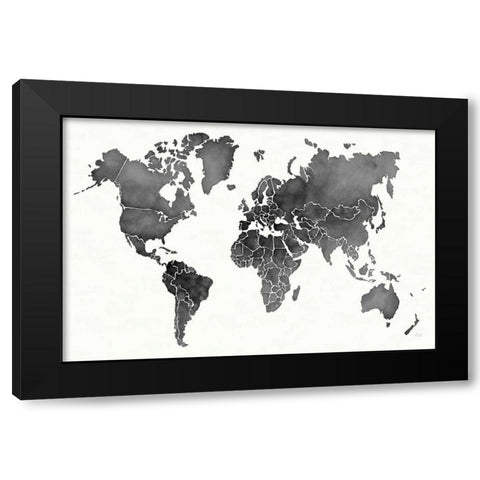 Watercolor Wanderlust Black Black Modern Wood Framed Art Print by Marshall, Laura