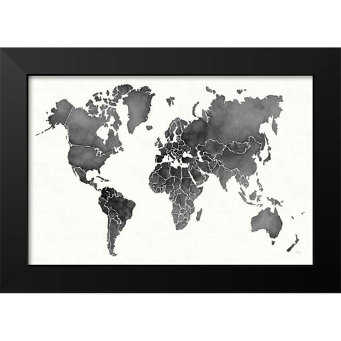 Watercolor Wanderlust Black Black Modern Wood Framed Art Print by Marshall, Laura