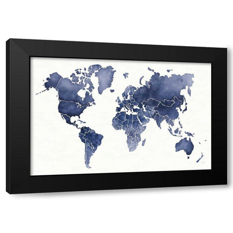 Watercolor Wanderlust Indigo Black Modern Wood Framed Art Print by Marshall, Laura