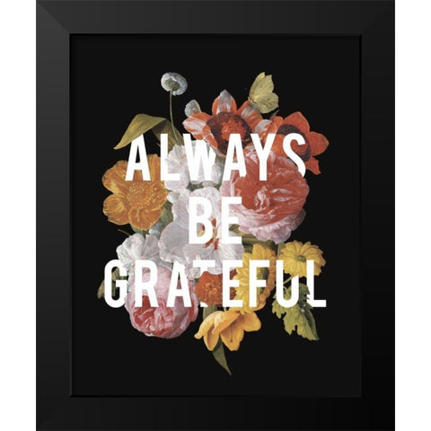 Floral Sentiment I Black Crop Black Modern Wood Framed Art Print by Wild Apple Portfolio