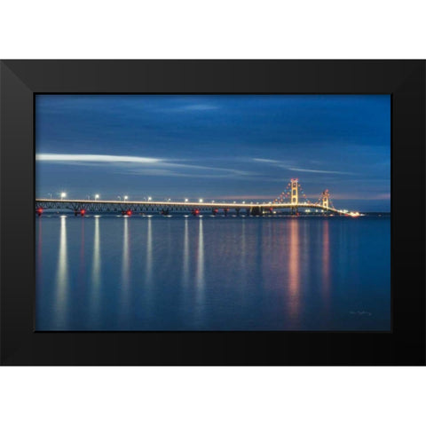 Mackinac Bridge Black Modern Wood Framed Art Print by Majchrowicz, Alan