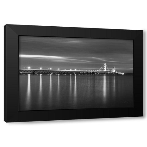 Mackinac Bridge BW Black Modern Wood Framed Art Print with Double Matting by Majchrowicz, Alan