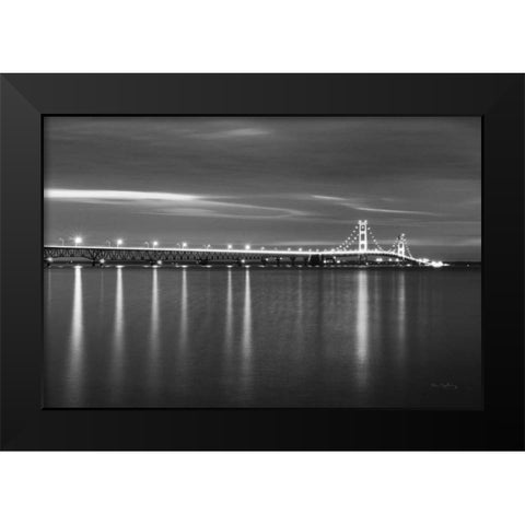 Mackinac Bridge BW Black Modern Wood Framed Art Print by Majchrowicz, Alan