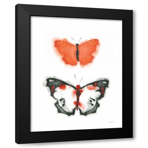 Watercolor Butterflies III Black Modern Wood Framed Art Print with Double Matting by Novak, Shirley