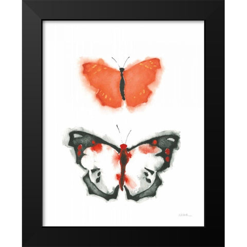 Watercolor Butterflies III Black Modern Wood Framed Art Print by Novak, Shirley
