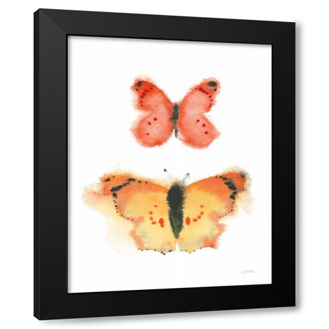 Watercolor Butterflies IV Black Modern Wood Framed Art Print with Double Matting by Novak, Shirley