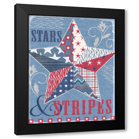 Stars and Stripes Star Dark Black Modern Wood Framed Art Print with Double Matting by Grove, Beth