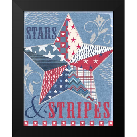 Stars and Stripes Star Dark Black Modern Wood Framed Art Print by Grove, Beth