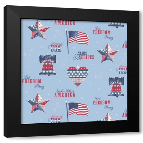 Stars and Stripes Dark Pattern VI Black Modern Wood Framed Art Print by Grove, Beth