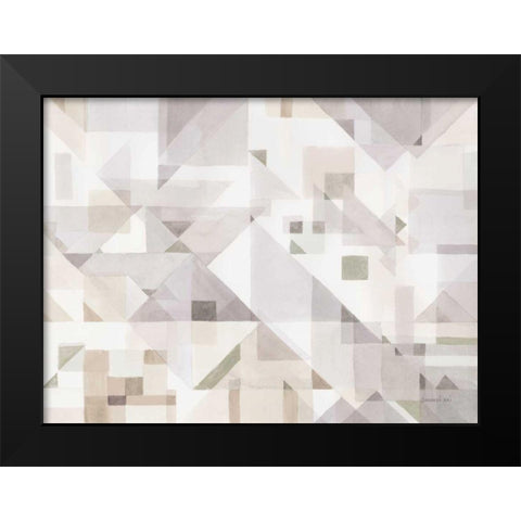 Try Angles I Neutral Sage Black Modern Wood Framed Art Print by Nai, Danhui