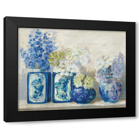 Ladys Mantle on Shiplap Black Modern Wood Framed Art Print with Double Matting by Rowan, Carol