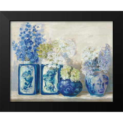 Ladys Mantle on Shiplap Black Modern Wood Framed Art Print by Rowan, Carol