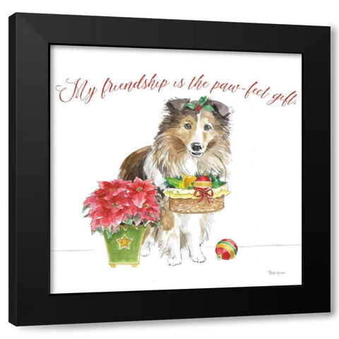 Holiday Paws III on White Black Modern Wood Framed Art Print with Double Matting by Grove, Beth