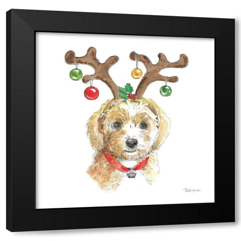 Holiday Paws VI on White Black Modern Wood Framed Art Print by Grove, Beth