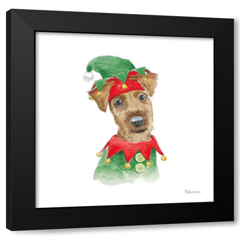 Holiday Paws VII on White Black Modern Wood Framed Art Print with Double Matting by Grove, Beth