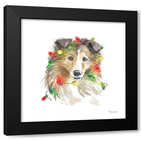 Holiday Paws IX on White Black Modern Wood Framed Art Print by Grove, Beth