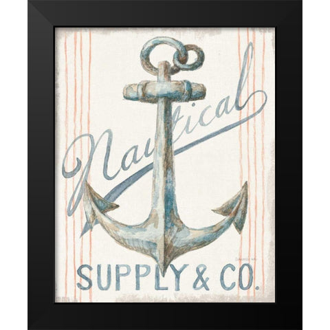 Floursack Nautical V Black Modern Wood Framed Art Print by Nai, Danhui