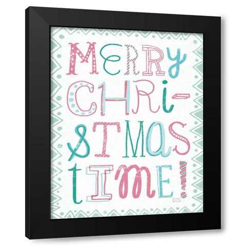 Merry Christmastime Vintage Black Modern Wood Framed Art Print by Mullan, Michael