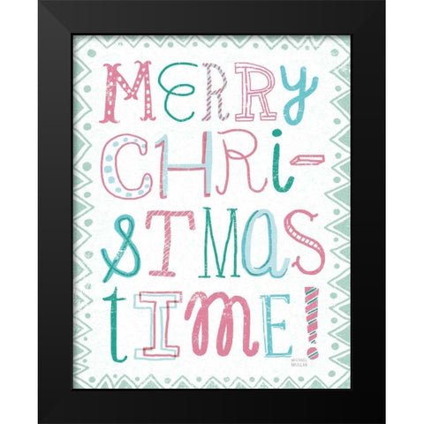 Merry Christmastime Vintage Black Modern Wood Framed Art Print by Mullan, Michael