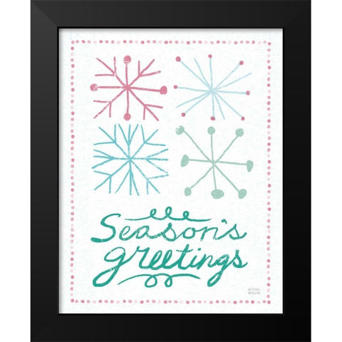 Merry Christmastime Snow Flake Vintage Black Modern Wood Framed Art Print by Mullan, Michael