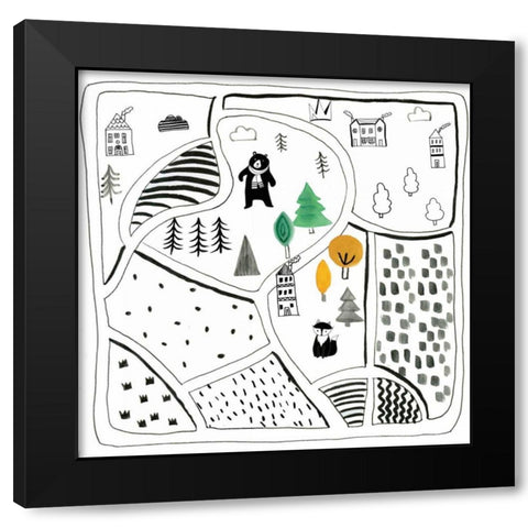 Neighborhood Pals XIII Black Modern Wood Framed Art Print with Double Matting by Zaman, Farida