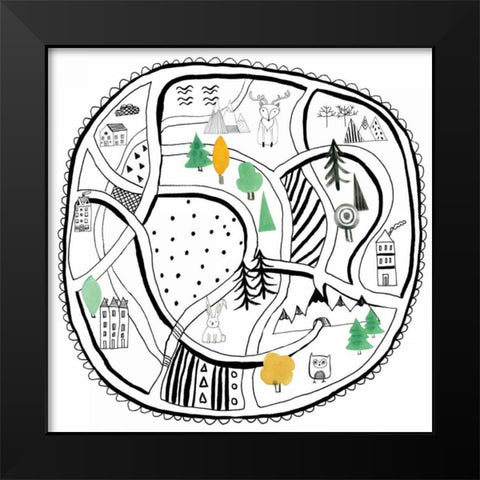 Neighborhood Pals XIV Black Modern Wood Framed Art Print by Zaman, Farida