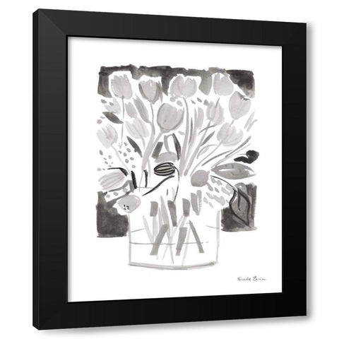 Lemon Gray Tulips I Black Modern Wood Framed Art Print by Zaman, Farida