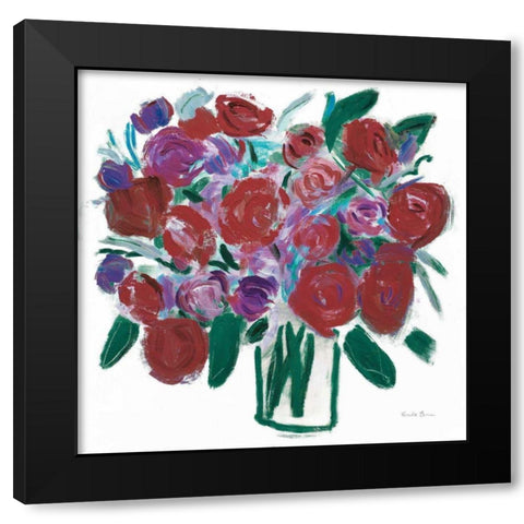Burgundy Roses on White Black Modern Wood Framed Art Print with Double Matting by Zaman, Farida