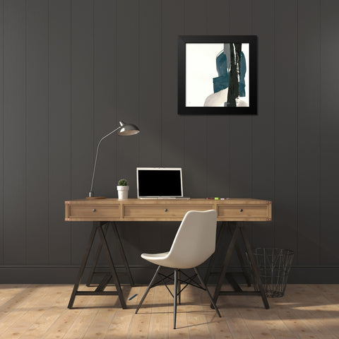 Black and Dark Teal I Black Modern Wood Framed Art Print by Paschke, Chris