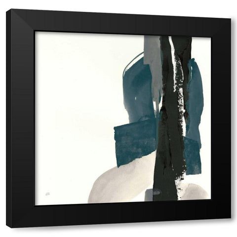 Black and Dark Teal I Black Modern Wood Framed Art Print by Paschke, Chris