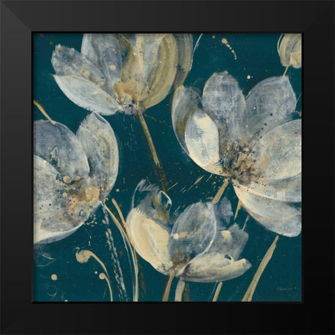 Translucent Garden Teal Crop Black Modern Wood Framed Art Print by Hristova, Albena