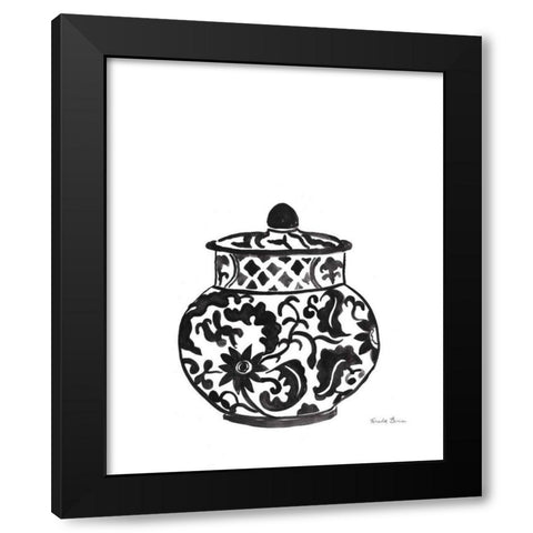 Chinoiserie II v2 Black Black Modern Wood Framed Art Print with Double Matting by Zaman, Farida