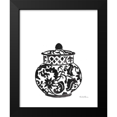Chinoiserie II v2 Black Black Modern Wood Framed Art Print by Zaman, Farida