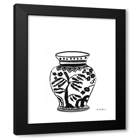 Chinoiserie IV v2 Black Black Modern Wood Framed Art Print with Double Matting by Zaman, Farida