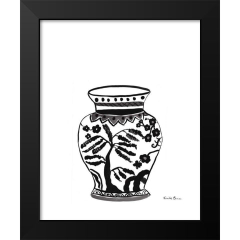 Chinoiserie IV v2 Black Black Modern Wood Framed Art Print by Zaman, Farida