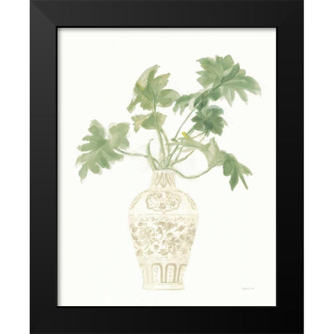 Palm Chinoiserie III Sage Black Modern Wood Framed Art Print by Nai, Danhui