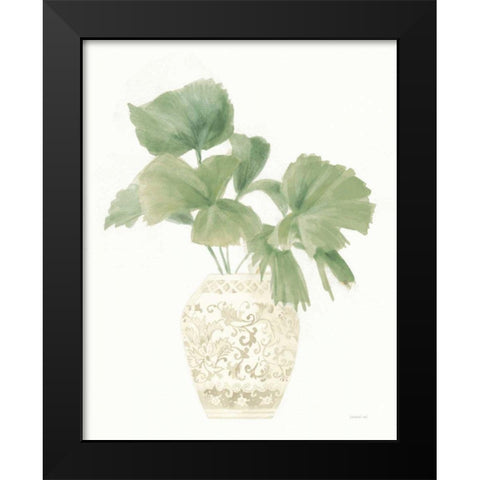 Palm Chinoiserie IV Sage Black Modern Wood Framed Art Print by Nai, Danhui