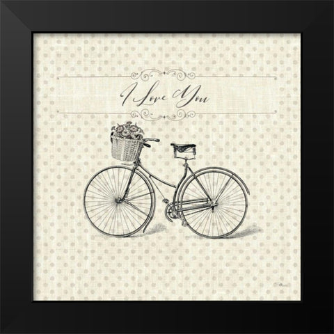 Paris Farmhouse III Bike Black Modern Wood Framed Art Print by Pela Studio