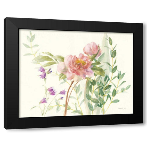 Flourish I Light Pink Crop Black Modern Wood Framed Art Print with Double Matting by Nai, Danhui